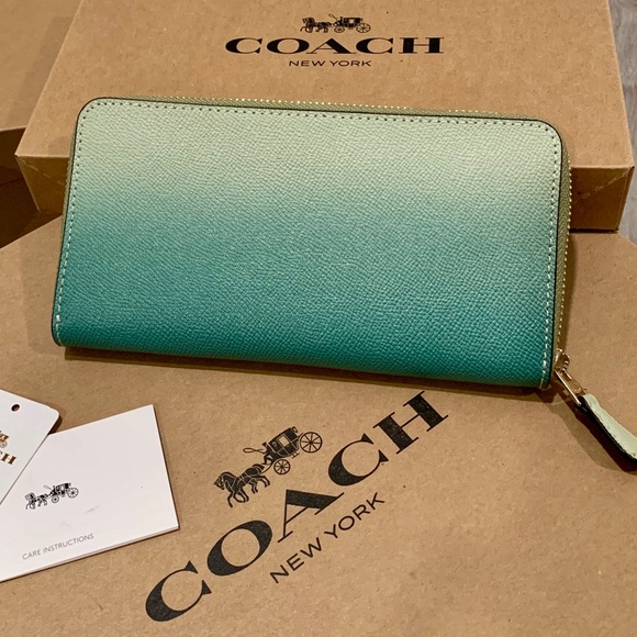 Coach Green Ombre Accordion Zip Around Wallet - Picture 4 of 8